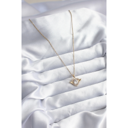 Mey İthalat® 316L Çelik Gold Renk Zincir Zirkon Taşlı Kalp Model Kadın Kolye