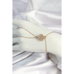 Mey İthalat® 316L Çelik Gold Renk Zincirli Dönen Yonca Figürlü Şahmeran