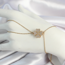 Mey İthalat® 316L Çelik Gold Renk Zincirli Dönen Yonca Figürlü Şahmeran