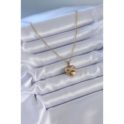 Mey İthalat® 316L Çelik Gold Renk Zirkon Detay Kalp Model Kadın Kolye
