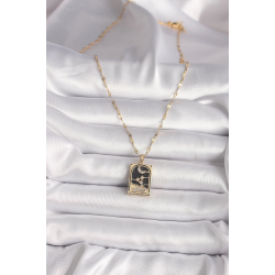 Mey İthalat® 316L Çelik Gold Renk Zirkon Taşlı Ay Figürlü Tarot Model Kadın Kolye