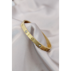 Mey İthalat® 316L Çelik Gold Renk Zirkon Taşlı Bileklik