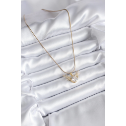 Mey İthalat® 316L Çelik Gold Renk Zirkon Taşlı Boynuz Model Kadın Kolye