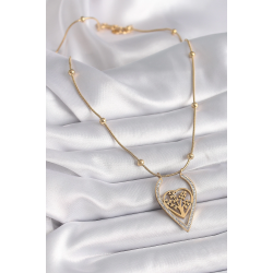 Mey İthalat® 316L Çelik Gold Renk Zirkon Taşlı Detaylı Kalp Fidan Model Kadın Kolye