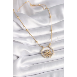 Mey İthalat® 316L Çelik Gold Renk Zirkon Taşlı Göz Model Kadın Kolye