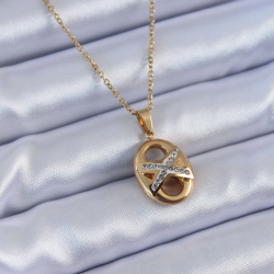 Mey İthalat® 316L Çelik Gold Renk Zirkon Taşlı Kadın Kolye