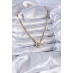 Mey İthalat® 316L Çelik Gold Renk Zirkon Taşlı Kalp Model Sonsuzluk Detay Kadın Kolye