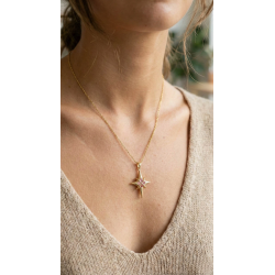 Mey İthalat® 316L Çelik Gold Renk Zirkon Taşlı Kutup Yıldızı Model Kadın Kolye