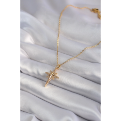 Mey İthalat® 316L Çelik Gold Renk Zirkon Taşlı Kutup Yıldızı Model Kadın Kolye