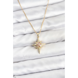 Mey İthalat® 316L Çelik Gold Renk Zirkon Taşlı Kutup Yıldızı Model Kadın Kolye
