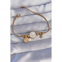 Mey İthalat® 316L Çelik Gold Renk Zirkon Taşlı Mineli Satürn Tasarımlı Bileklik