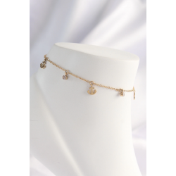 Mey İthalat® 316L Çelik Gold Renk Zirkon Taşlı Minimal Çapa Tasarımlı Halhal