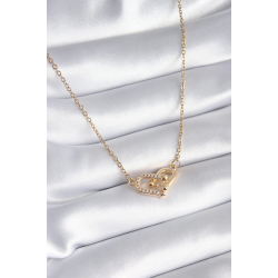 Mey İthalat® 316L Çelik Gold Renk Zirkon Taşlı Model Kadın Kolye