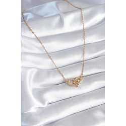 Mey İthalat® 316L Çelik Gold Renk Zirkon Taşlı Model Kadın Kolye