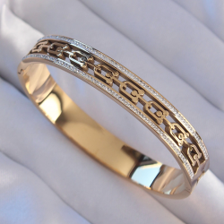 Mey İthalat® 316L Çelik Gold Renk Zirkon Taşlı Model Kelepçe