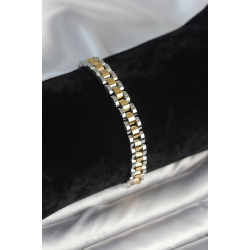 Mey İthalat® 316L Çelik Gold ve Gümüş Renk 7 mm Kalınlık Erkek Bileklik