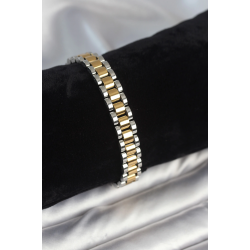 Mey İthalat® 316L Çelik Gold ve Gümüş Renk 9 mm Kalınlık Erkek Bileklik