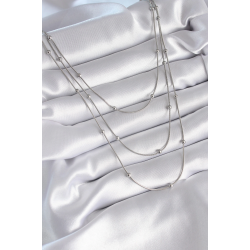 Mey İthalat® 316L Çelik Gümüş Renk 3'lü Topçuk Detay Kadın Kolye