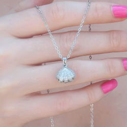 Mey İthalat® 316L Çelik Gümüş Renk Açılır Midye Model Kadın Kolye