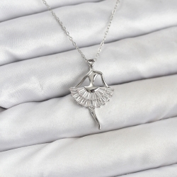 Mey İthalat® 316L Çelik Gümüş Renk Balerin Model Kadın Kolye