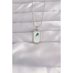 Mey İthalat® 316L Çelik Gümüş Renk Beyaz Mineli Tarot Kolye