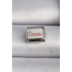 Mey İthalat® 316L Çelik Gümüş Renk Beyaz Pembe Ouma İşlemeli Nomination Charm