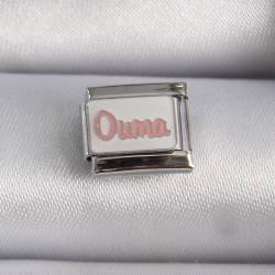 Mey İthalat® 316L Çelik Gümüş Renk Beyaz Pembe Ouma İşlemeli Nomination Charm