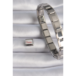 Mey İthalat® 316L Çelik Gümüş Renk Beyaz Pembe Ouma İşlemeli Nomination Charm