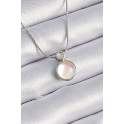 Mey İthalat® 316L Çelik Gümüş Renk Beyaz Sedefli Vintage Model Kadın Kolye