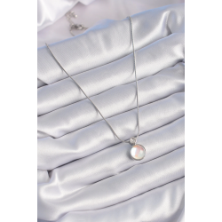 Mey İthalat® 316L Çelik Gümüş Renk Beyaz Sedefli Vintage Model Kadın Kolye