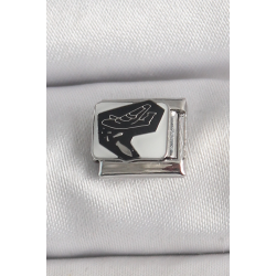 Mey İthalat® 316L Çelik Gümüş Renk Beyaz Siyah Uçak İşlemeli Portre Model Nomination Charm