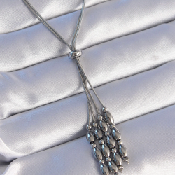 Mey İthalat® 316L Çelik Gümüş Renk Boyu Ayarlanabilir Sallantılı Model Kolye