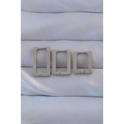 Mey İthalat® 316L Çelik Gümüş Renk Dikdörtgen Küpe Seti