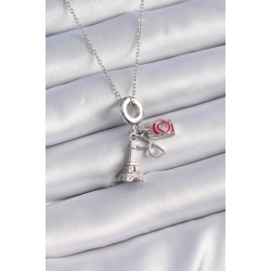 Mey İthalat® 316L Çelik Gümüş Renk Eyfel Kule Fotoğraf Makinesi Model Charm Kadın Kolye