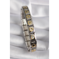 Mey İthalat® 316L Çelik Gümüş Renk Gold Kalp İşleme Nomination Model Kadın Bileklik