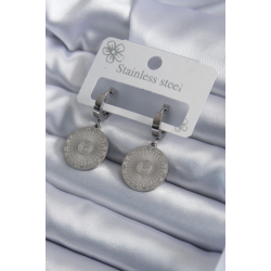 Mey İthalat® 316L Çelik Gümüş Renk İşleme Detay Kadın Küpe