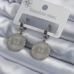 Mey İthalat® 316L Çelik Gümüş Renk İşleme Detay Kadın Küpe