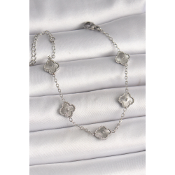 Mey İthalat® 316L Çelik Gümüş Renk İşlemeli Baby Boy Yonca Model Kadın Bileklik