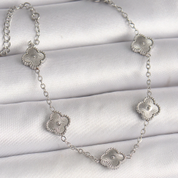 Mey İthalat® 316L Çelik Gümüş Renk İşlemeli Baby Boy Yonca Model Kadın Bileklik