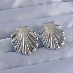 Mey İthalat® 316L Çelik Gümüş Renk İstiridye Model Küpe