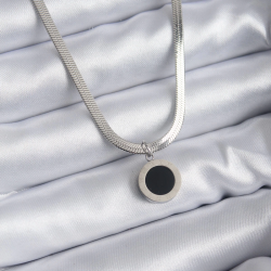 Mey İthalat® 316L Çelik Gümüş Renk İtalyan Zincir Model İşleme Detay Kadın Kolye