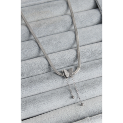 Mey İthalat® 316L Çelik Gümüş Renk İtalyan Zincir Model Simli Kelebek Figür Kadın Kolye