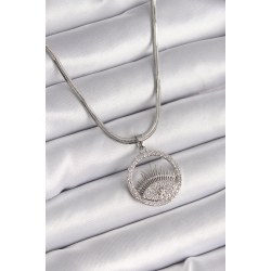 Mey İthalat® 316L Çelik Gümüş Renk İtalyan Zincir Zirkon Taşlı Göz Model Kadın Kolye