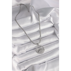 Mey İthalat® 316L Çelik Gümüş Renk İtalyan Zincir Zirkon Taşlı Göz Model Kadın Kolye