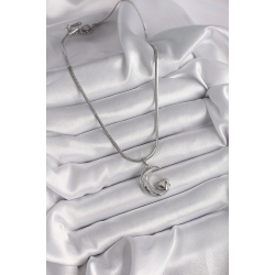 Mey İthalat® 316L Çelik Gümüş Renk İtalyan Zincir Zirkon Taşlı Halil Figür Kalp Detay Kadın Kolye