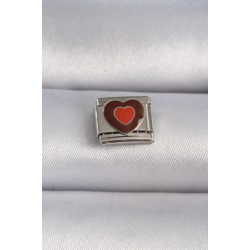 Mey İthalat® 316L Çelik Gümüş Renk Kahverengi Kalp İşlemeli Nomination Charm