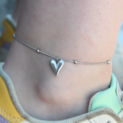 Mey İthalat® 316L Çelik Gümüş Renk Kalp Figür Kadın Halhal