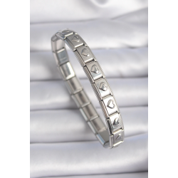 Mey İthalat® 316L Çelik Gümüş Renk Kalp İşleme Nomination Charm Bileklik