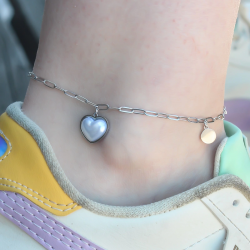 Mey İthalat® 316L Çelik Gümüş Renk Kalp Model Kadın Halhal