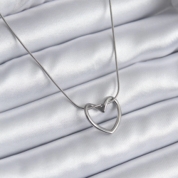 Mey İthalat® 316L Çelik Gümüş Renk Kalp Model Kadın Kolye